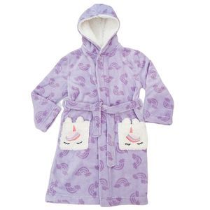 Pekkle Girls Hooded Fleece Robe 10-12 Purple Soft Fabric Cozy